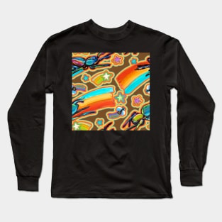 Psychedelic Jumping Spider Retro Pattern By Robert Phelps Long Sleeve T-Shirt